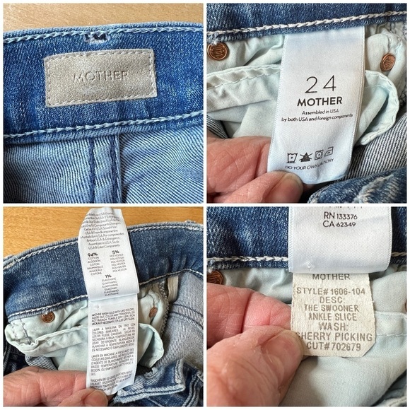 MOTHER THE SWOONER ANKLE SLICE JEANS SZ 24 I WET MY PLANTS CHERRY PICKING WASH - Picture 12 of 12